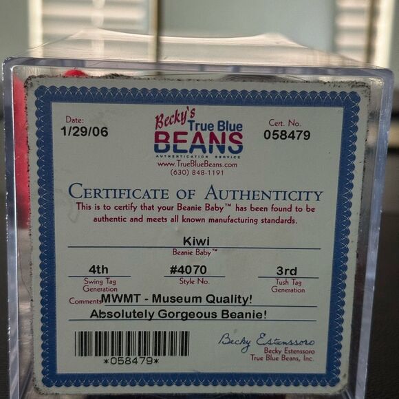 Ty Beanie Babies 3rd Generation 1995 - KIWI #4070 - Picture 4 of 4